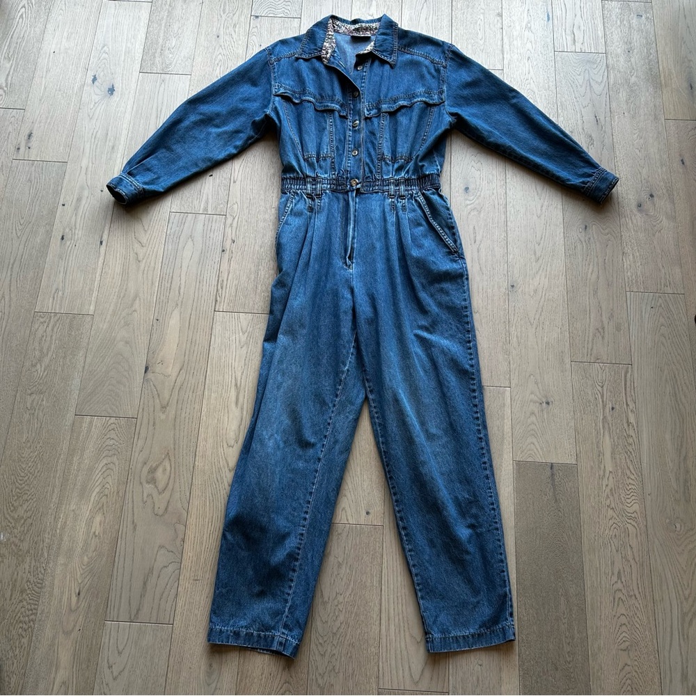 Vintage Petite Network Denim Jumpsuit 100% cotton